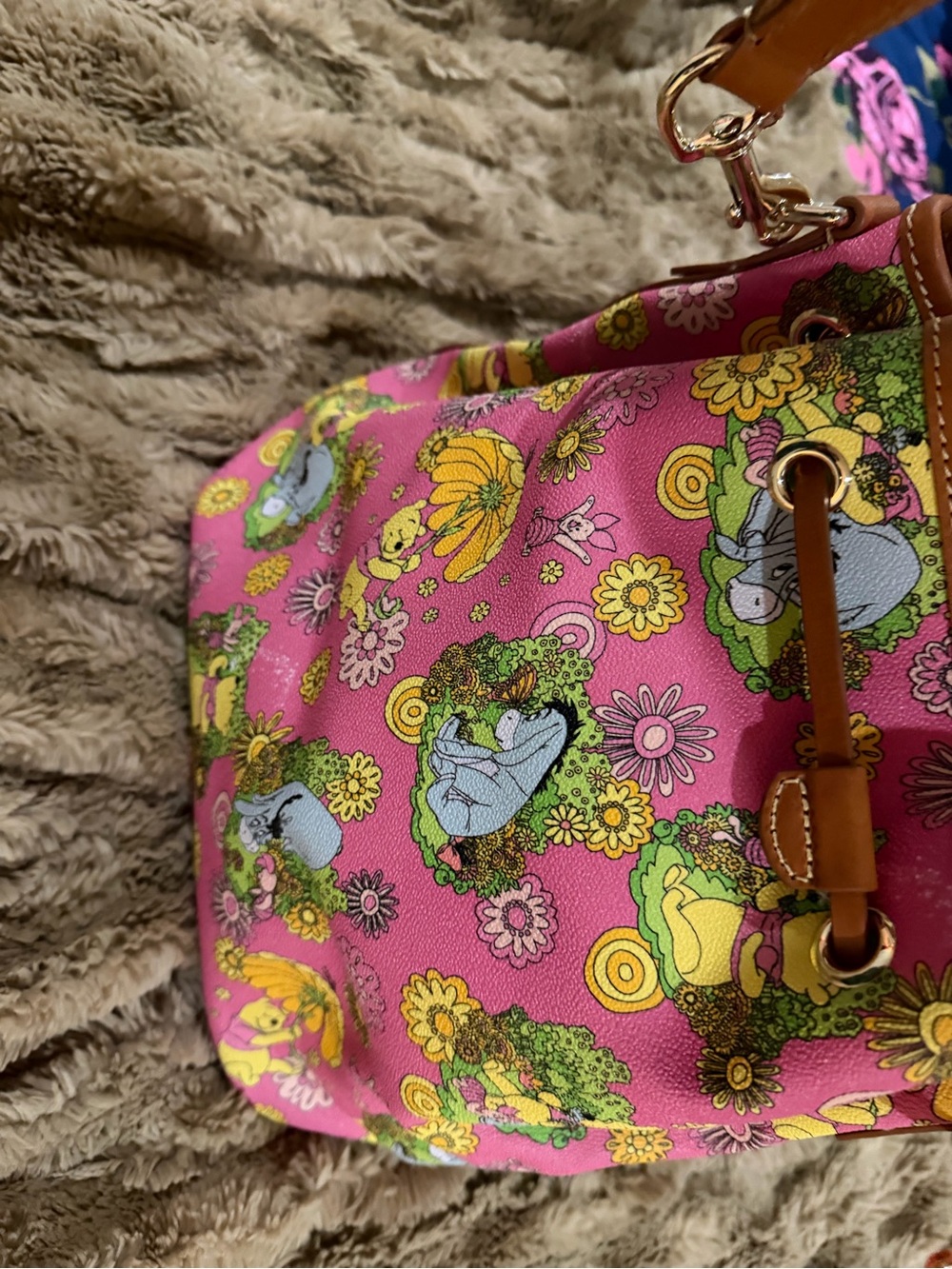 Pink Floral Character Drawstring Bucket Bag - Picture 4 of 6